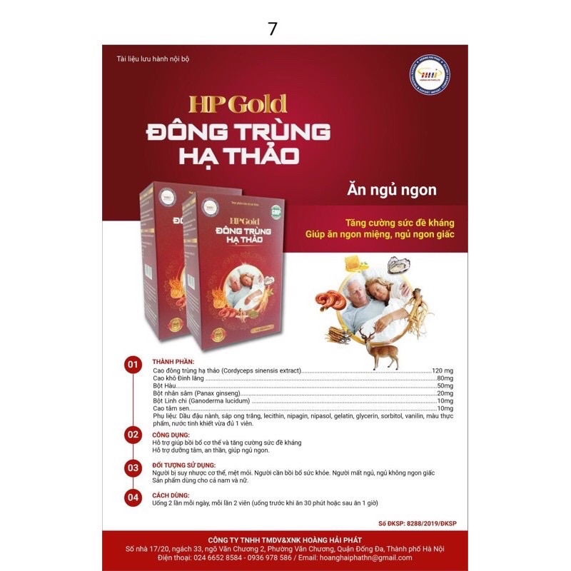 ĐÔNG TRÙNG HẠ THẢO HP GOLD tăng cương sức khoẻ, ngủ ngon giấc