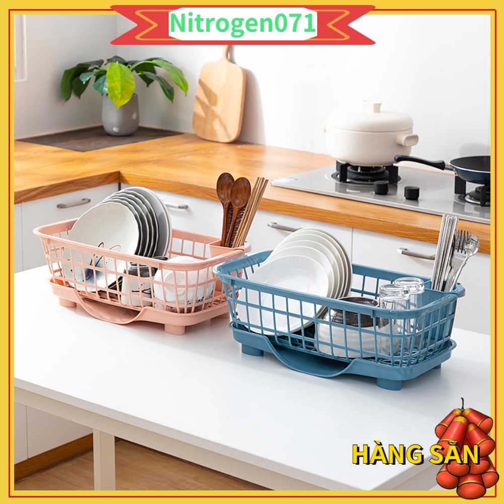 Khay Nhựa Úp Chén Bát Ráo Nước Tiện Lợi - Rổ úp bát đĩa có khay hứng nước [SIZE LỚN] - Thoát nước nhanh chắc chắn Nitrogen071