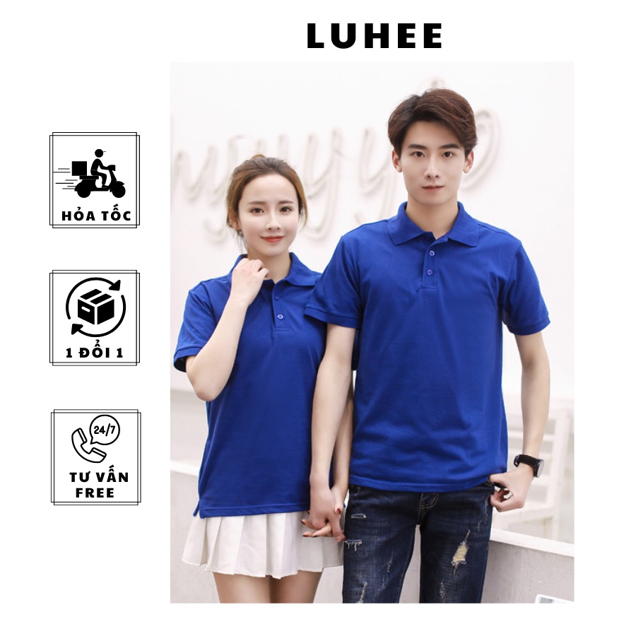Áo thun trơn polo nam nữ màu xanh bích cổ bẻ tay ngắn vải lacooste 4 chiều cao cấp – Nhận in thêu đồng phục theo yêu cầu