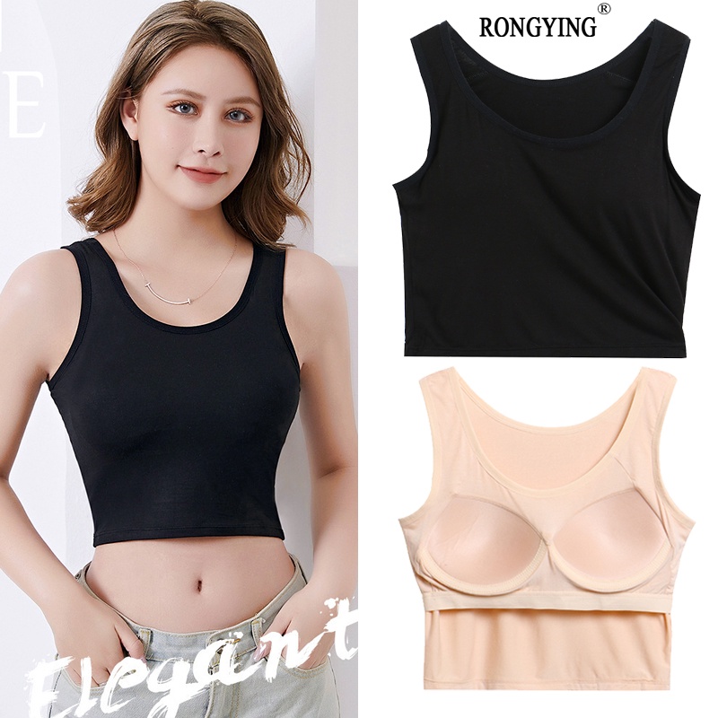 Áo Lót Lụa Lạnh Mỏng Mùa Hè Hai Dây Màu Trơn Có Đệm Ngực Lưng Ngắn Kiểu Tích Hợp Đệm Ngực Thoải Mái Phong Cách Đẹp Mắt Cho Nữ Mặc Bên Ngoài Tập YogaSw Mềm Thân Thiện Với Môi Trường