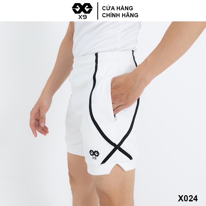 Quần Short Thun Nam Thể Thao Phối Viền Tập Gym Chạy Bộ Ngắn ôm Ngang Đùi - X9 Sportswear - X024