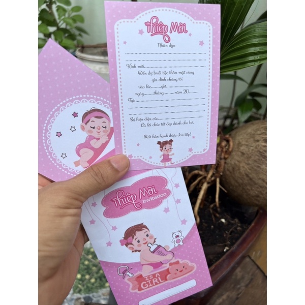 Combo 20 thiệp mời thôi nôi, sinh nhật, đầy tháng bé gái cute