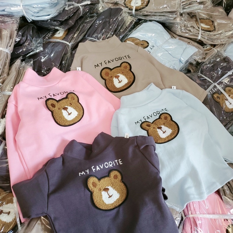 Áo Gấu Cổ Lọ Cho Bé Trai Bé Gái Size 8-17kg