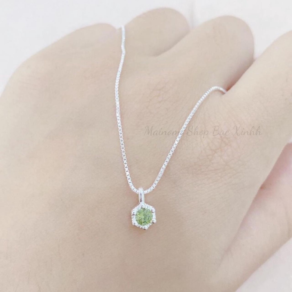 Dây chuyền mặt ổ đá xanh lá MAINOMI 2 kiểu dây xinh xắn mới lạ