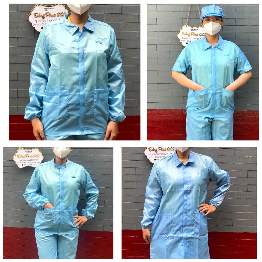 Quần áo chống tĩnh điện, Áo Blouse chống tĩnh điện - giặt sử dụng nhiều lần,trong các công ty sản xuất linh kiện điện tử