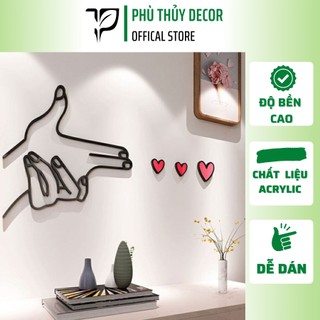 Tranh Dán Tường Mica 3D bắn trái tim siêu cute