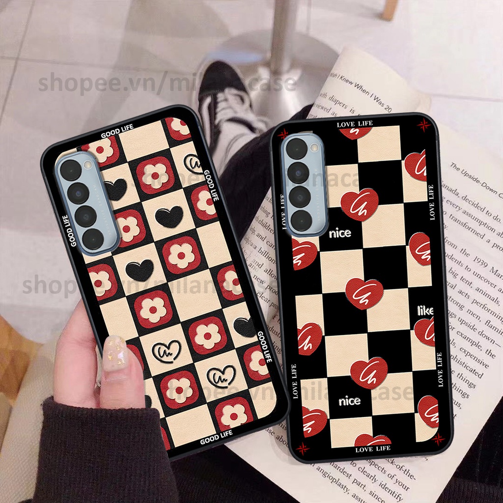 Ốp Oppo Reno4 / Reno4 Pro / Reno 4 in hình caro trái tim siêu đẹp, siêu nét đầy phong cách cá tính