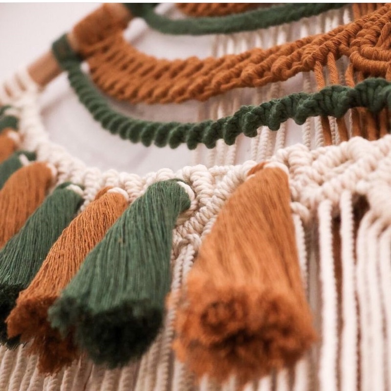 Thảm treo tường/tranh treo tường/rèm treo tường macrame phối màu trang trí 90x80cm