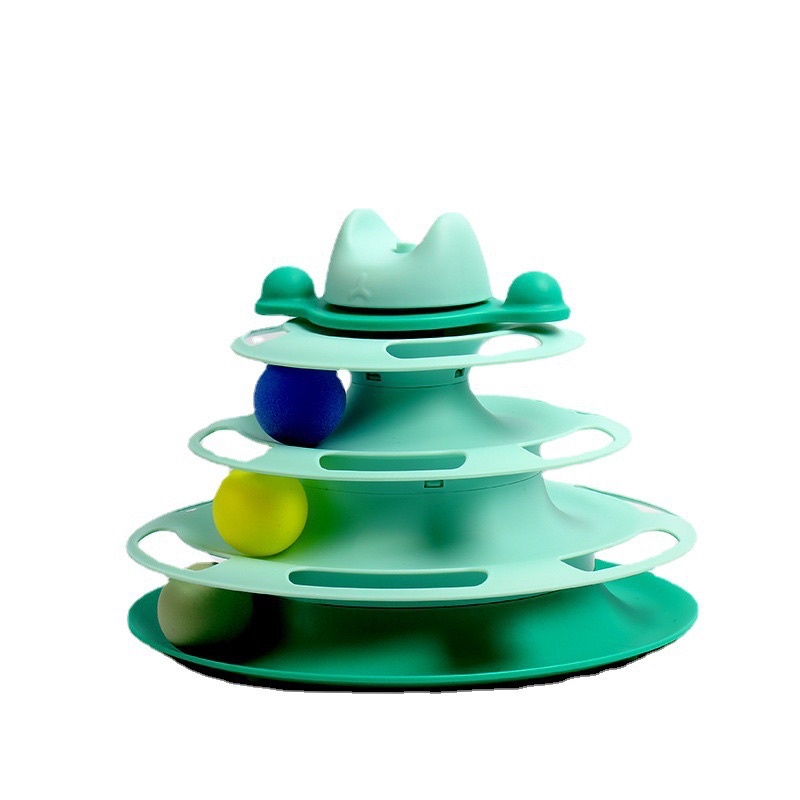 Tháp bóng cho mèo 4 tầng Đồ chơi cho mèo gắn lông vũ giảm stress NourseVietnam PK20