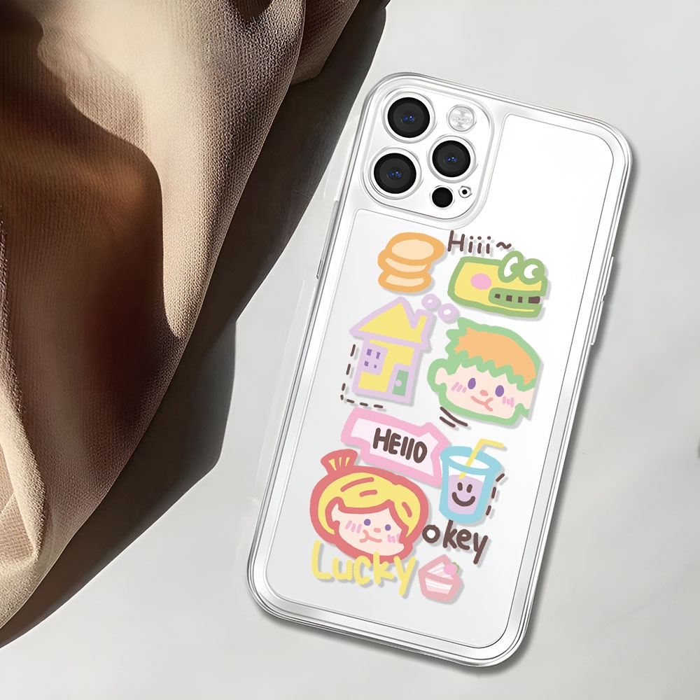 Ốp Điện Thoại Trong Suốt Hình Vẽ Nguệch Ngoạc Cho iphone 14ProMax 14Plus 13 11 12 7 Plus X XR