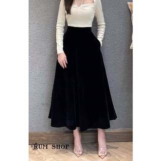 Chân váy xoè nhung dáng dài