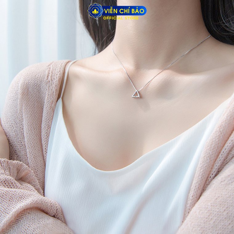 Dây chuyền hình tam giác đính đá chất liệu bạc 925 thời trang phụ kiện trang sức nữ Viễn Chí Bảo D400490x