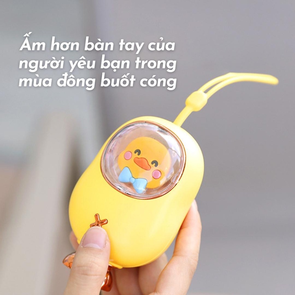 Máy sưởi cầm tay mini chân sạc Type-C hình vịt vàng dễ thương nhỏ gọn sưởi ấm bàn tay nhiệt độ lên tới 60 độ C