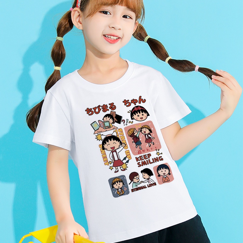 Áo Thun Tay Ngắn In Hình Maruko Chan Dễ Thương Cho Bé