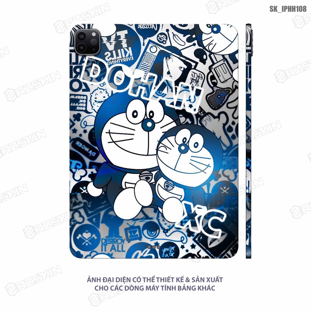 Miếng Dán Skin In Hình Doremon IPad Pro 2021/Gen/Mini |SK_IPHH108| Chất Liệu In, Cán 3M, Chống Nước, Dán Full Lưng Viền