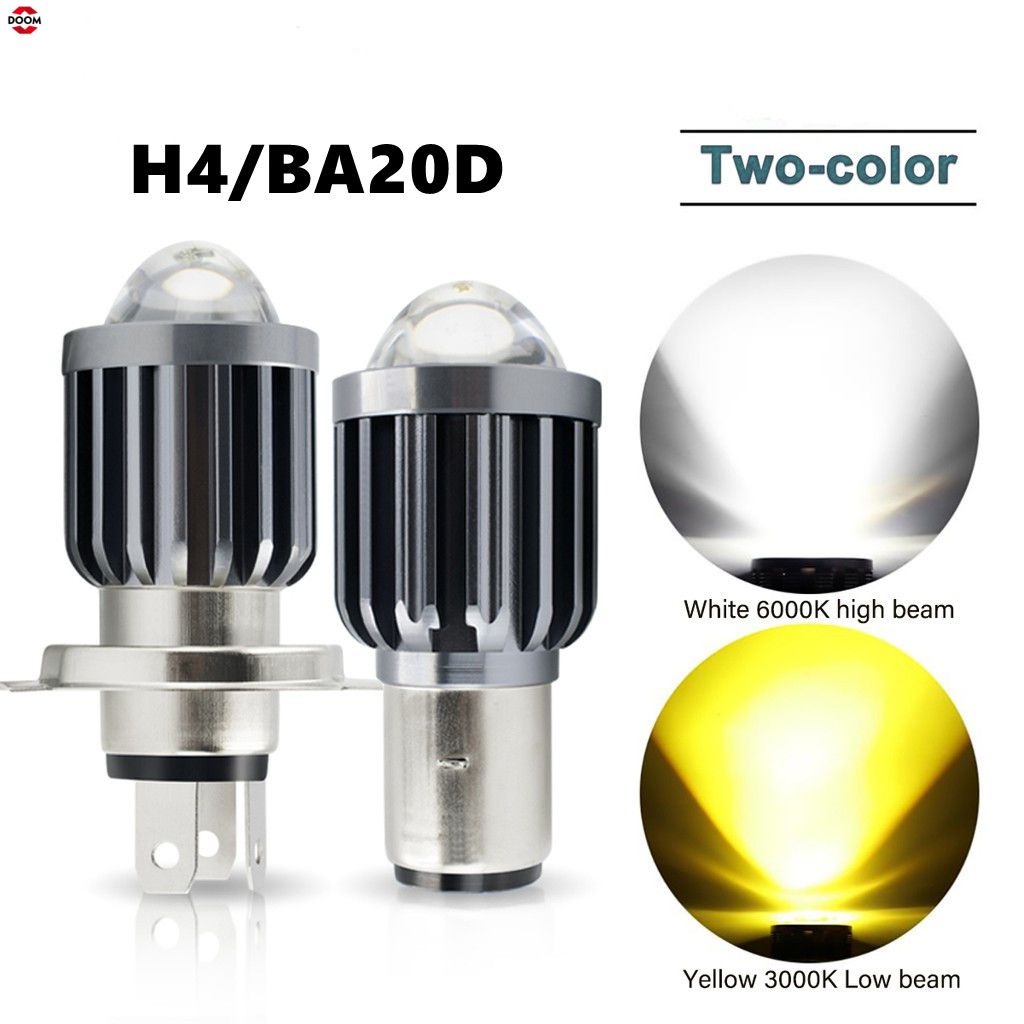 H4 Ba20d H6 Xe Máy Đèn Pha Led Bi-Màu Sắc Tia Đèn Trợ Sáng Xe Máy Chống Nước 12000lm Xe Siêu Sáng Xe Đạp Sương Mù đèn 【Doom】