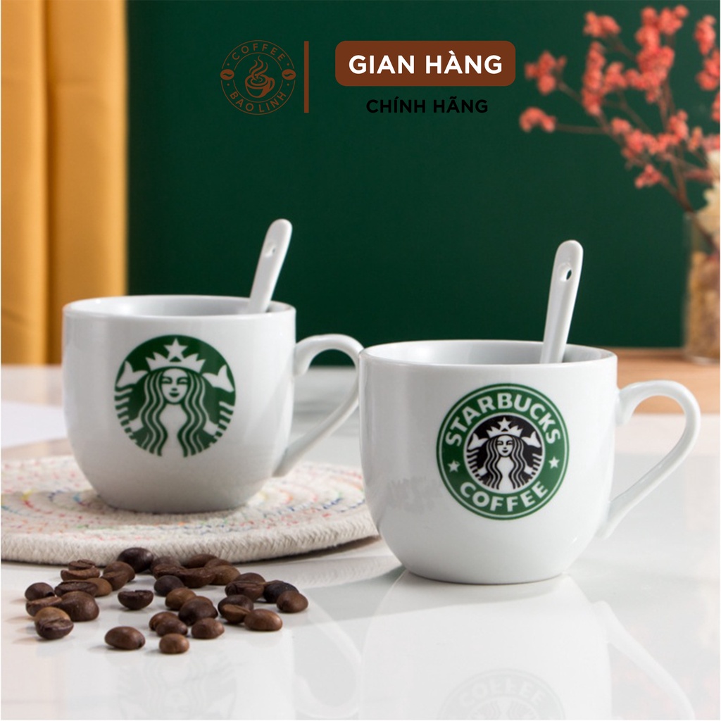 Ly Cà Phê Sứ Kèm Thìa Thương Hiệu FullBox
