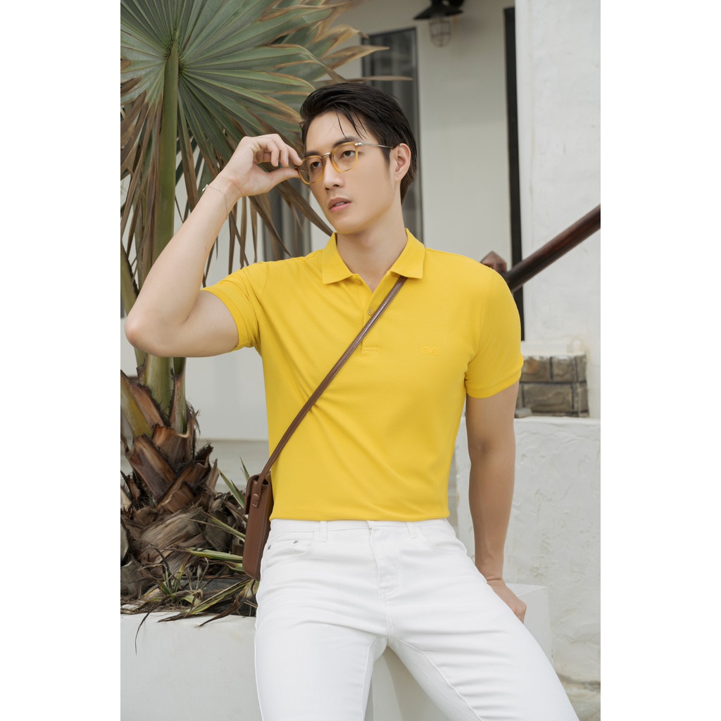 Áo Polo Americus Gosani Logo Bạch Dương Màu Đen Và Vàng Tươi