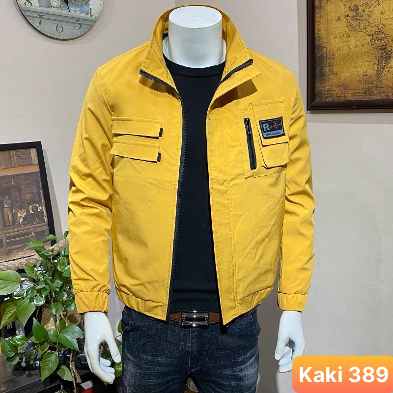 Áo khoác kaki nam nữ chất liệu kaki 2 lớp cao cấp màu vàng form dáng bomber tay dài LAVADO114 Nhiều mẫu mới