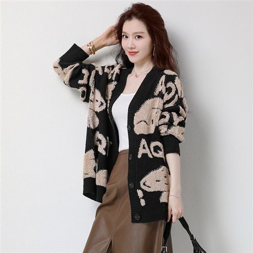 Áo Khoác Len Cardigan Dệt Kim Dáng Rộng Họa Tiết Gấu Hàng Quảng Châu | smide Clothing | BigBuy360 - bigbuy360.vn