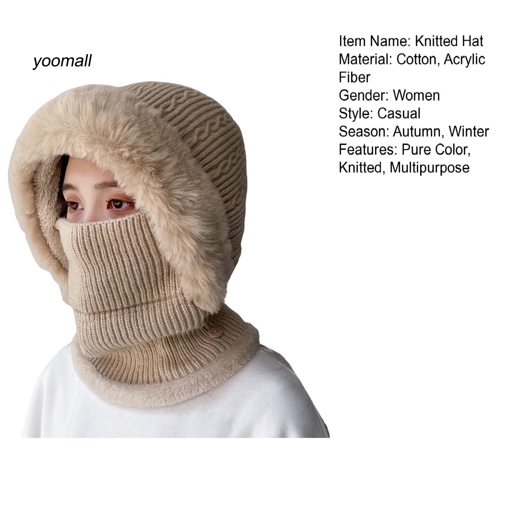 / Yo / Mũ Beanie Mềm Mại Giữ Ấm Mùa Thu Đông Có Thể Giặt Rửa Cho Nữ