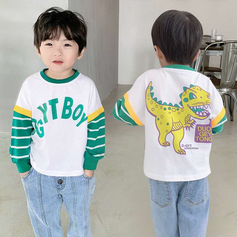 Áo Thun Cotton Tay Dài Dáng Rộng Kiểu Hoạt Hình Trẻ Trung Hợp Thời Trang Cho Nam