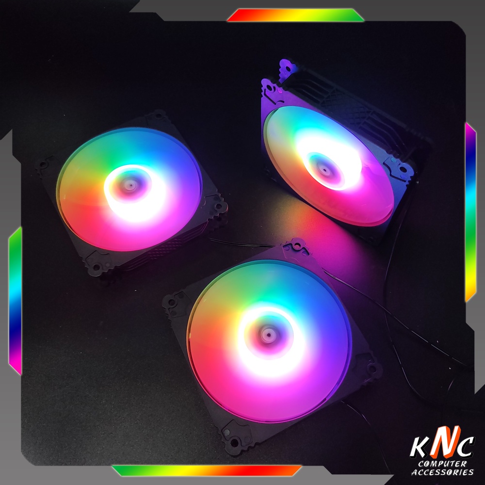Combo 3 Quạt Tản Nhiệt Led RGB B1 Kích Thước 12cm Cắm Cổng Molex 4 Pin