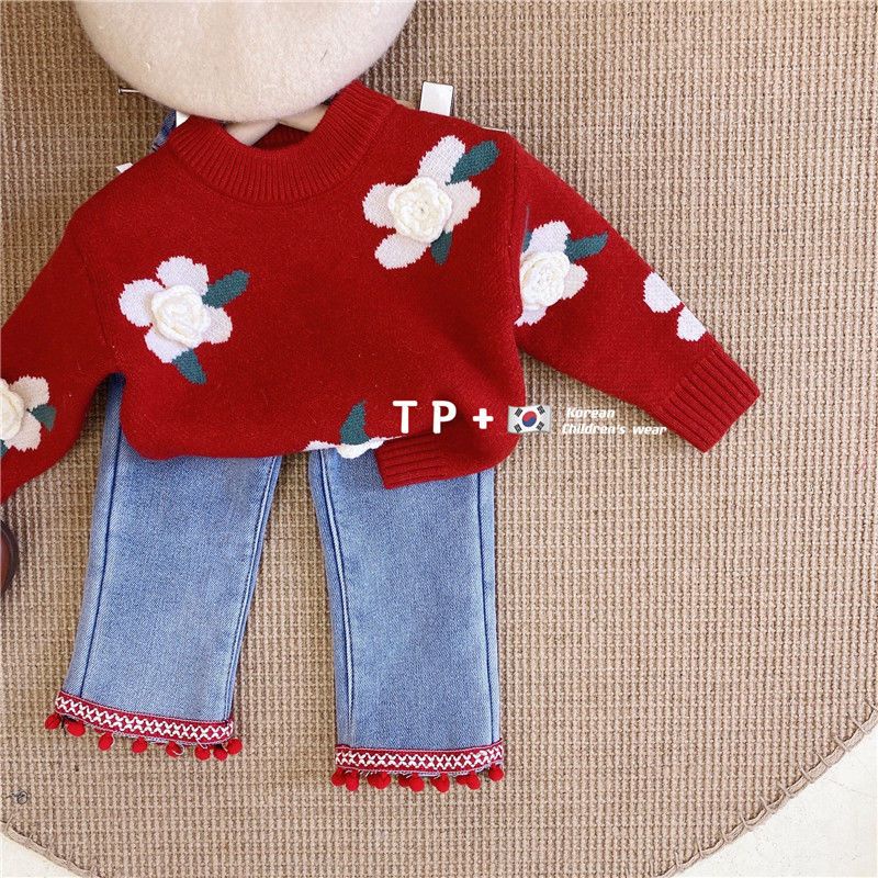 Áo Sweater Dày Chui Đầu Thời Trang Thu Đông 2022 Mới Cho Bé Gái MNJ2