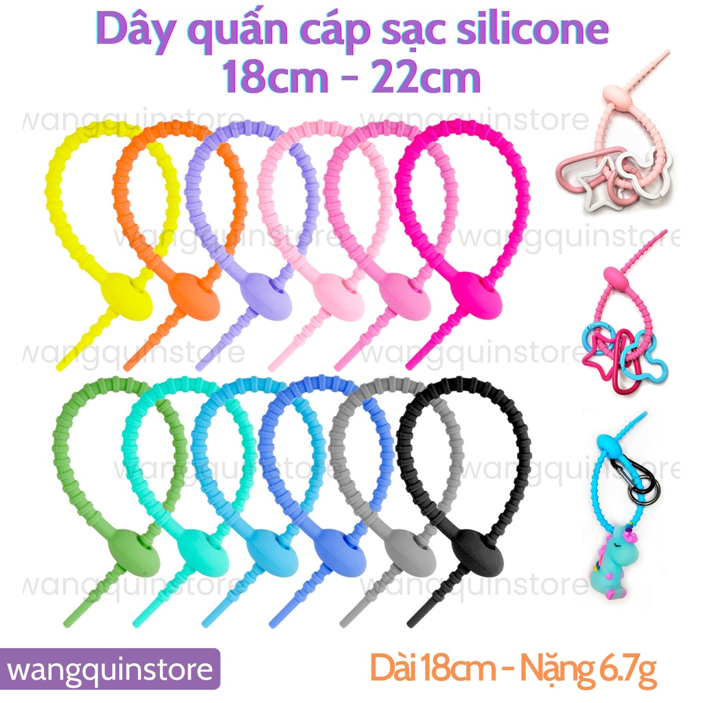 Dụng cụ quấn sắp xếp dây cáp sạc USB/dây cáp cổng tai nghe đủ màu chống rối gọn gàng tiện dụng Silicone cao cấp đủ màu