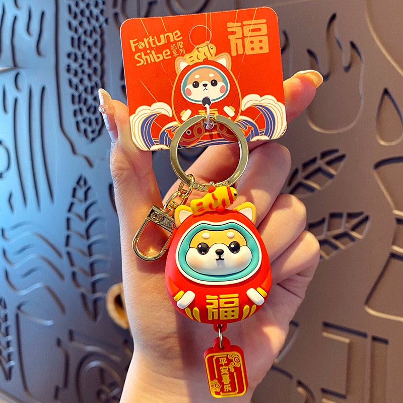 Móc khóa chó shiba kèm dây chúc: may mắn, tài lộc, bình an Ráp làm móc treo ví, balo, túi xách, quà tặng bạn bè-TH06