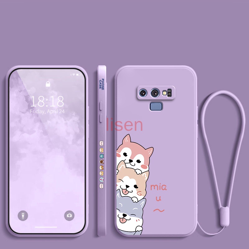 Ốp lưng samsung Note 9 Ốp Điện Thoại In Hình Chú Chó Hoạt Hình Dễ Thương Kèm Dây Đeo Cho Samsung Note 9 Note 10 Plus Note 8 Note 20 Note 20 Ultra gg