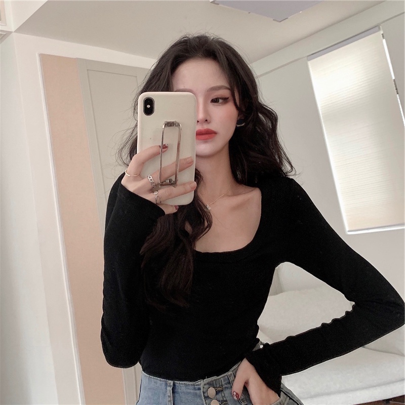 NRVP Áo Thun Nữ Dài Tay Dáng Rộng Thời Trang Hàn Quốc