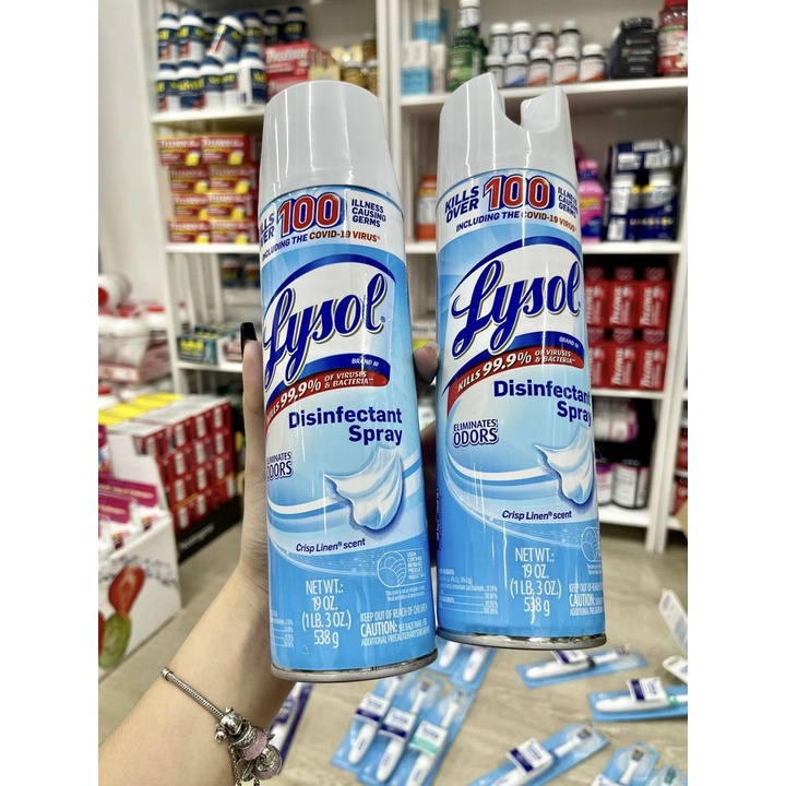 1 LỐC 3 XỊT DIỆT KHUẨN BÊ MẶT LYSOL - LYSOL DISINFECTANT SPRAY 19OZ 538GRAM