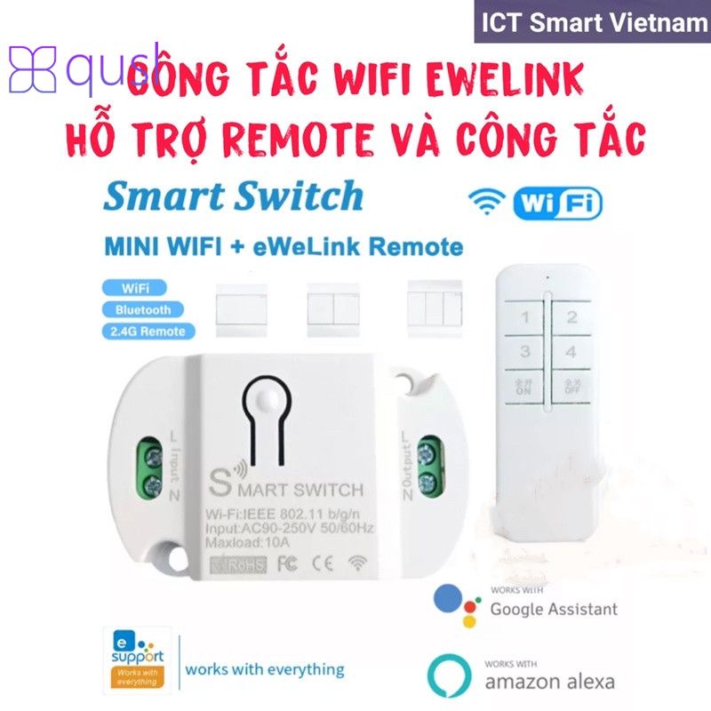 Công tắc wifi thông minh Ewelink DRAGON RANEE hỗ trợ công tắc cơ và điều khiển từ xa ewelink Basic mini qusl