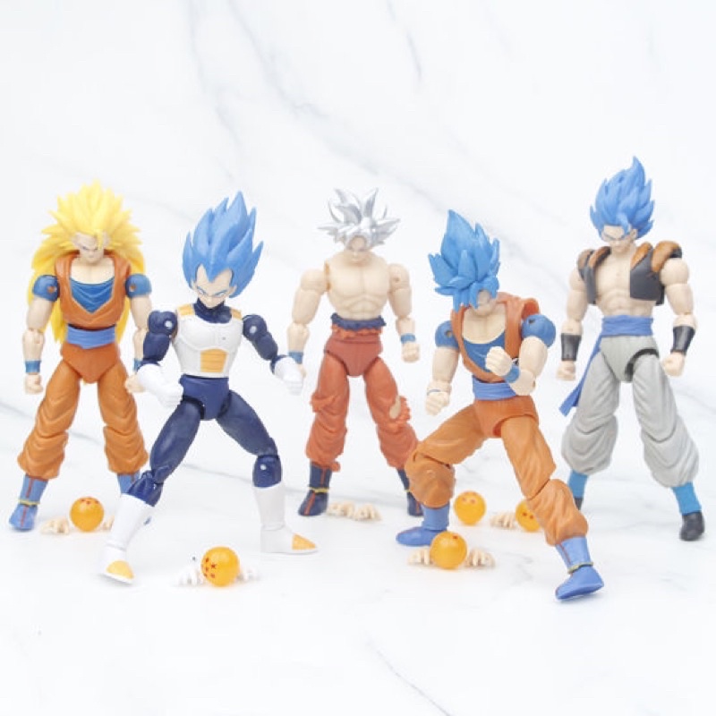 Set 5 Mô Hình Son Goku Dragon Balls Có Khớp Kèm Ngọc 17cm - No box
