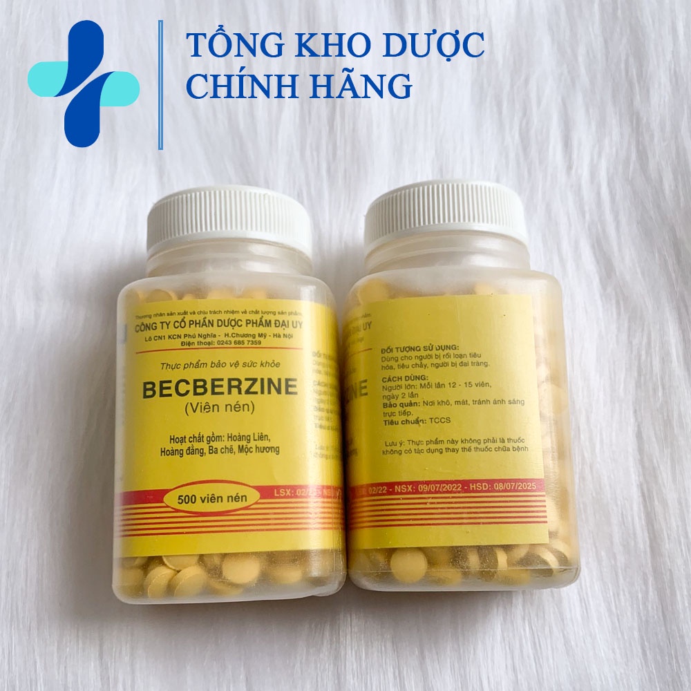 BECBERZINE viên hương liên lọ 500 viên - Hỗ trợ giảm triệu chứng rối loạn tiêu hóa, đầy bụng tiêu chảy.