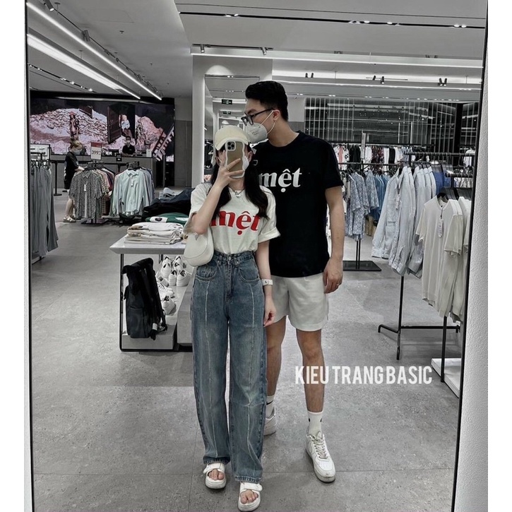 Quần bò suông zara basic