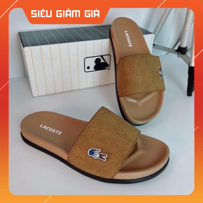 Dép Lacoste bản đế cao su non đẹp huyền thoại , dép quai ngang unisex nam nữ quai da cao cấp 2022 bao đi nước Free Ship