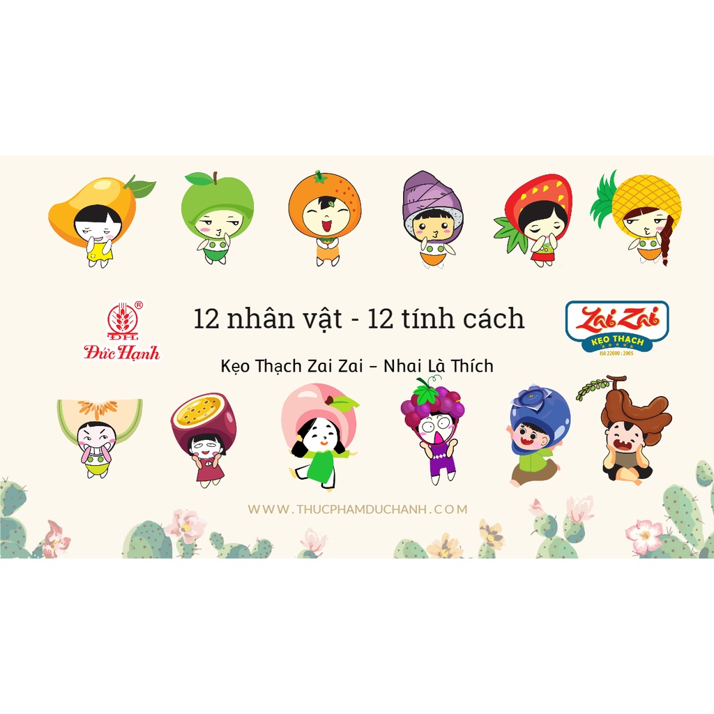 KẸO THẠCH ZAI ZAI HOT NHẤT DẠNG DÀI, NGẮN 400GR.12 VỊ TRÁI CÂY.