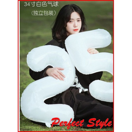 Bóng Kỹ thuật Số  32in Màu Trắng đen trang trí sinh nhật, thôi nôi phong cách Hàn Quốc cỡ Lớn