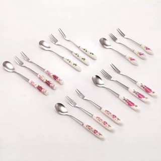 Thìa Muỗng Cà Phê Inox cán sứ [GIÁ RẺ]