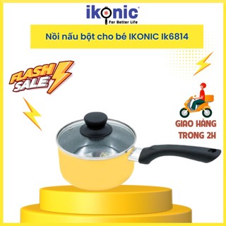 Nồi nấu bột cho bé có chống dính vân đá, có nắp kính cường lực IKONIC IK6814 - Bảo hành 1 đổi 1