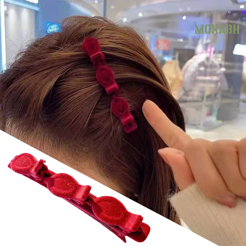 Kẹp Tóc Hai Lớp Bằng Vải Nhung Phong Cách Hàn Quốc Thanh Lịch