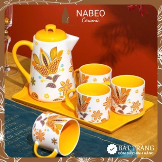 Bộ bình nước 2 lít decor 4 màu, bình trà lipton, bình nước sứ đẹp