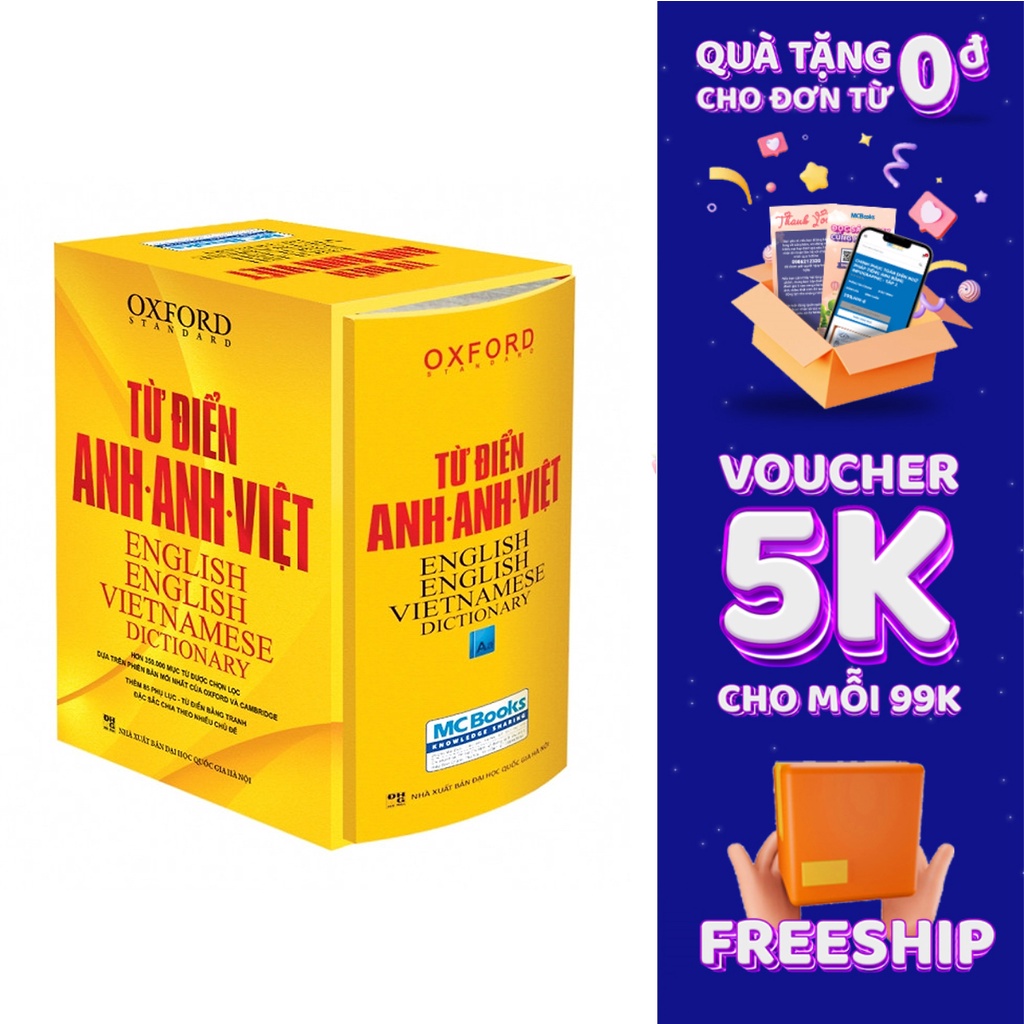 Sách - Từ Điển Anh Anh Việt Phiên Bản Bìa Cứng Màu Vàng - Giải Nghĩa Đầy Đủ Ví Dụ Phong Phú