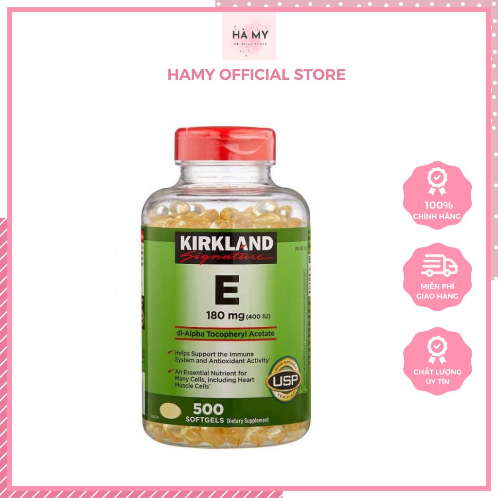 Viên uống cao cấp vitamin E Kirkland 500v Mỹ làm đẹp da, chống lão hoá, giữ mãi tuổi xuân
