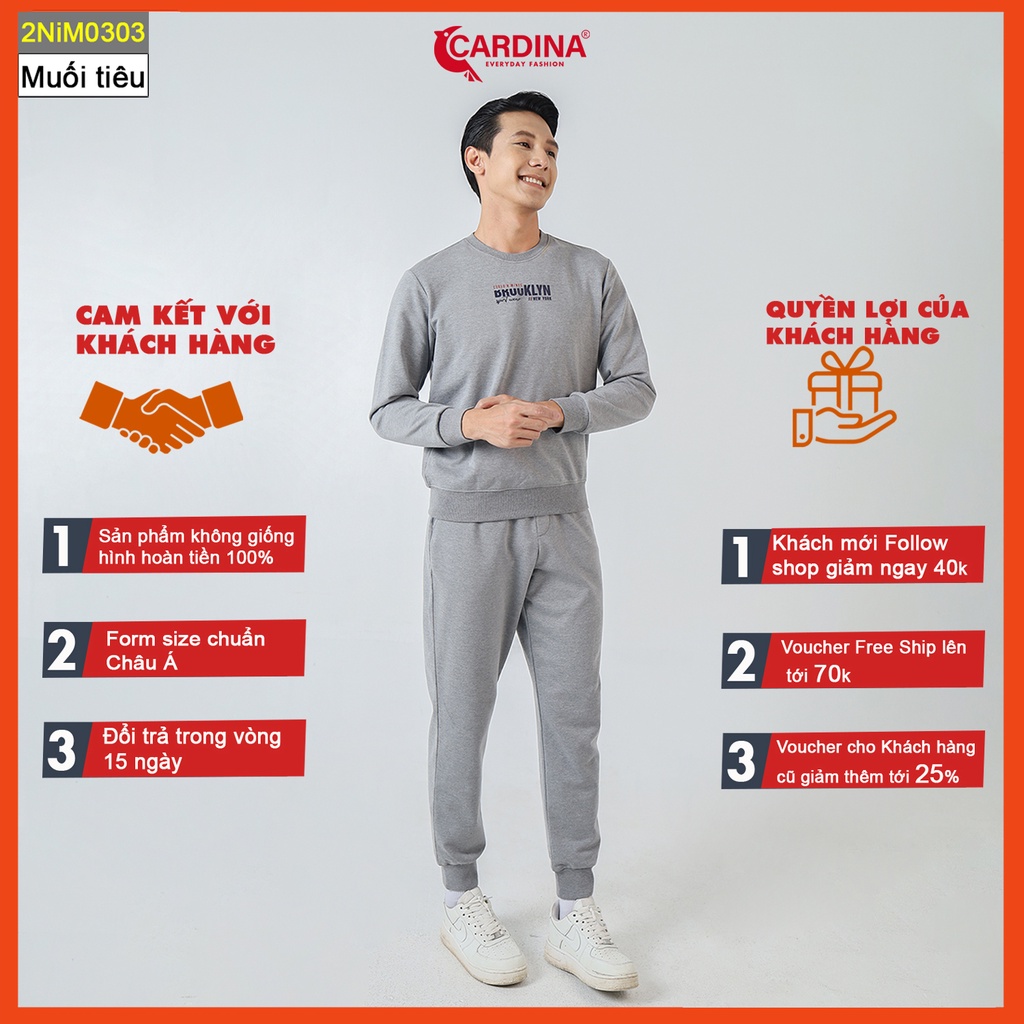 Bộ nỉ nam CARDINA chất cotton da cá cao cấp dáng thể thao khỏe khoắn năng động 2NiM03.