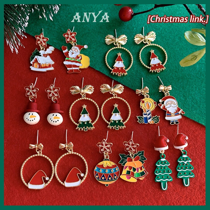 Bông Tai Mạ Bạc 925 Hình Giáng Sinh