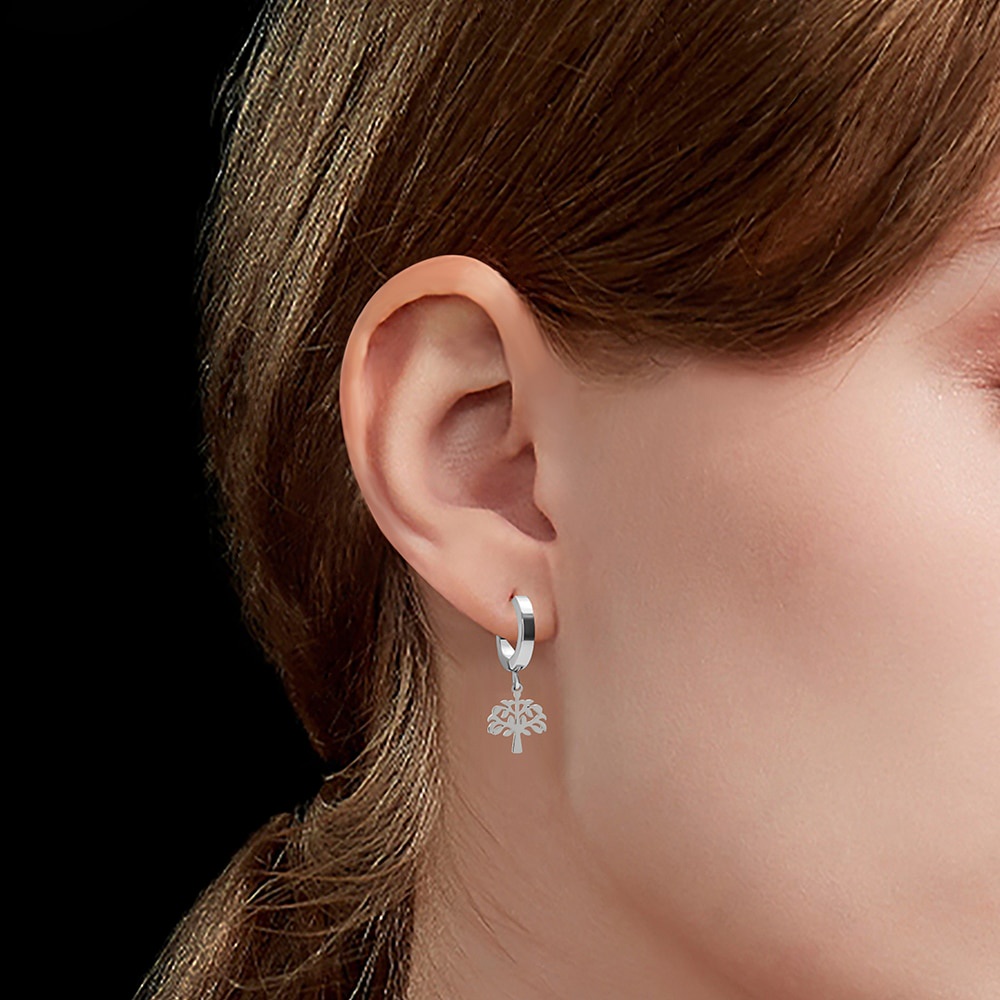 1 Đôi Khuyên Tai Tròn Bằng Thép Không Gỉ Màu Sắc Bạc Hình Bướm / Xương Rắn Phong Cách Punk Dành Cho Nam Nữ