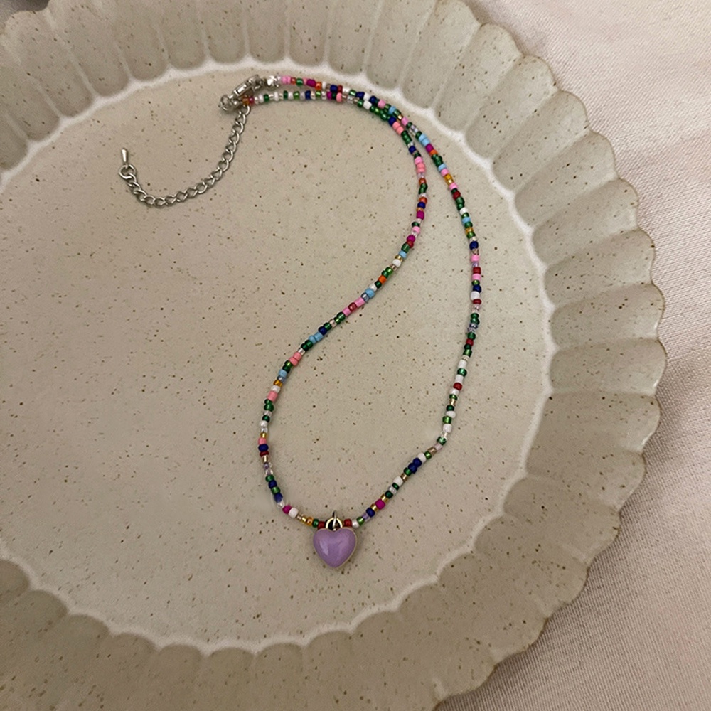 Vòng cổ Hạt Gạo Nhiều Màu Hình Trái Tim Xinh Xắn Cho Nữ